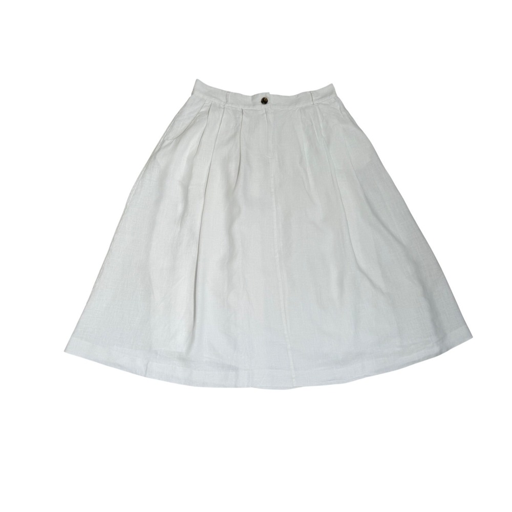 Mara Hoffman Midi Skirt Plus Size 20 White 100% Hemp Pleated Pockets Lined